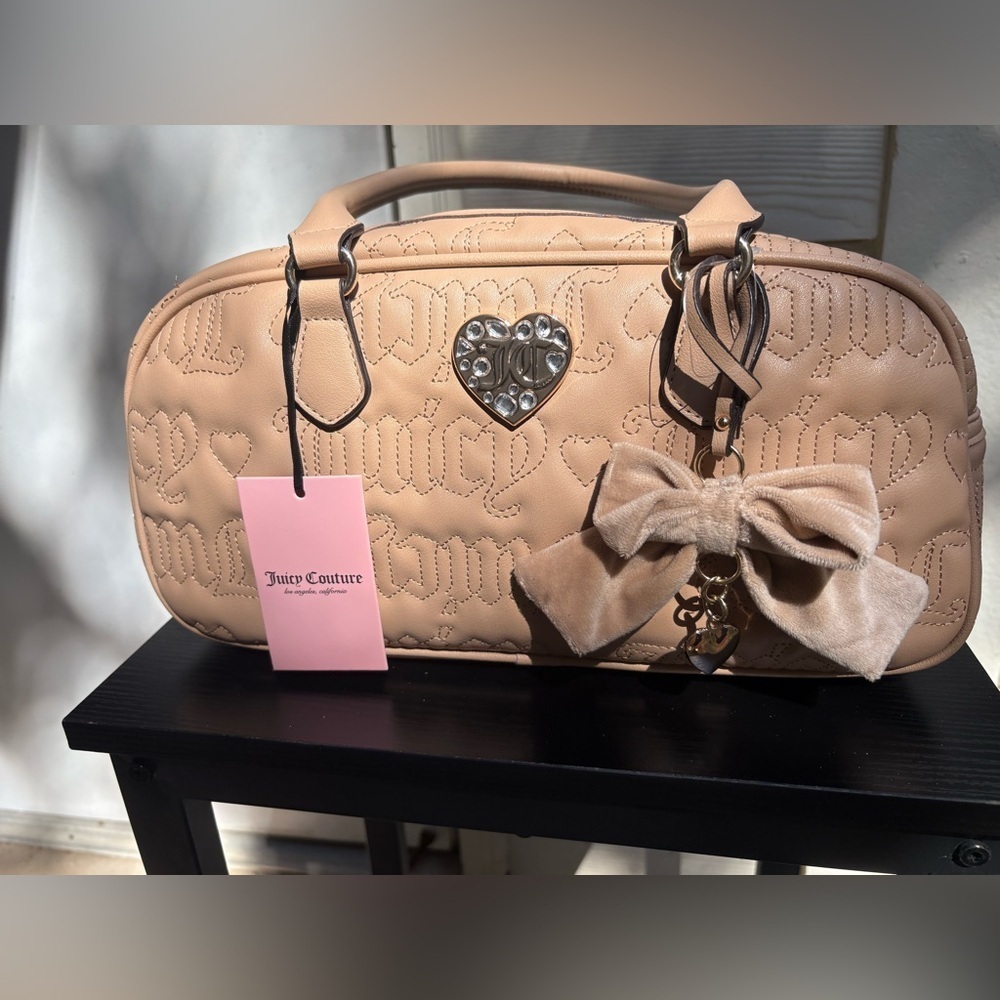 Juicy Couture NWT Lovely Girl Pecan Brown Satchel Bow Heart Bag w/ Charm 🤎 - Picture 1 of 14